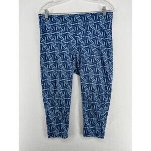FRESH PRODUCE Leggings M Cotton Blend Stretch Capri Pull On Blue USA VTG